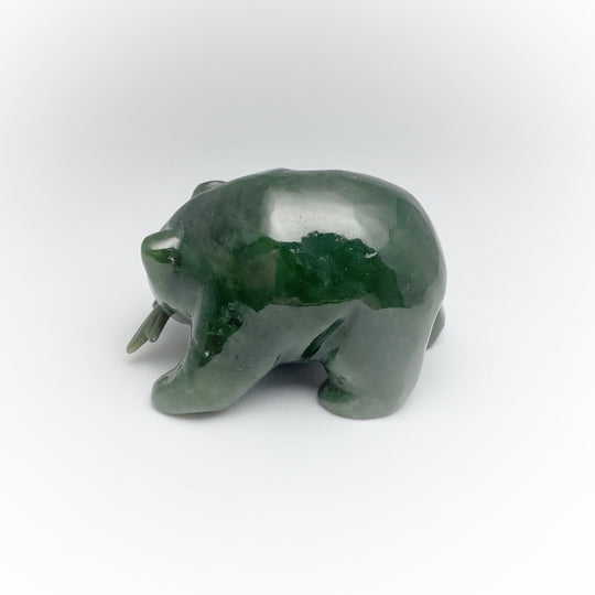 BC Jade Bear with Fish Carving - Rocks and Gems Canada