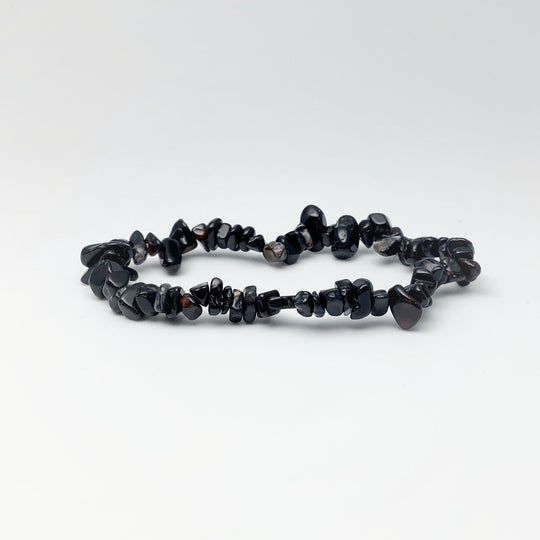 Black Agate Chip Beaded Bracelet - Rocks and Gems Canada