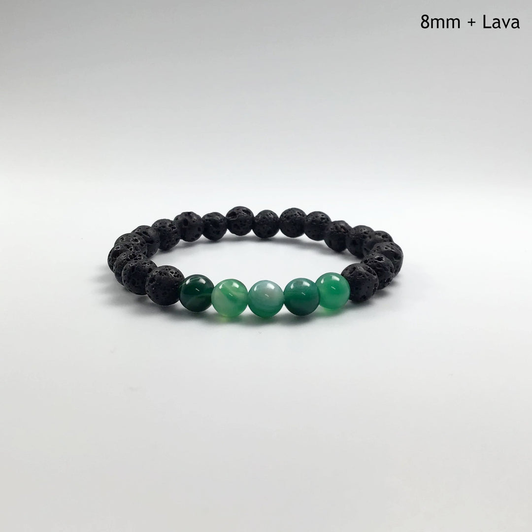 Banded Green Agate Beaded Bracelet - Rocks and Gems Canada