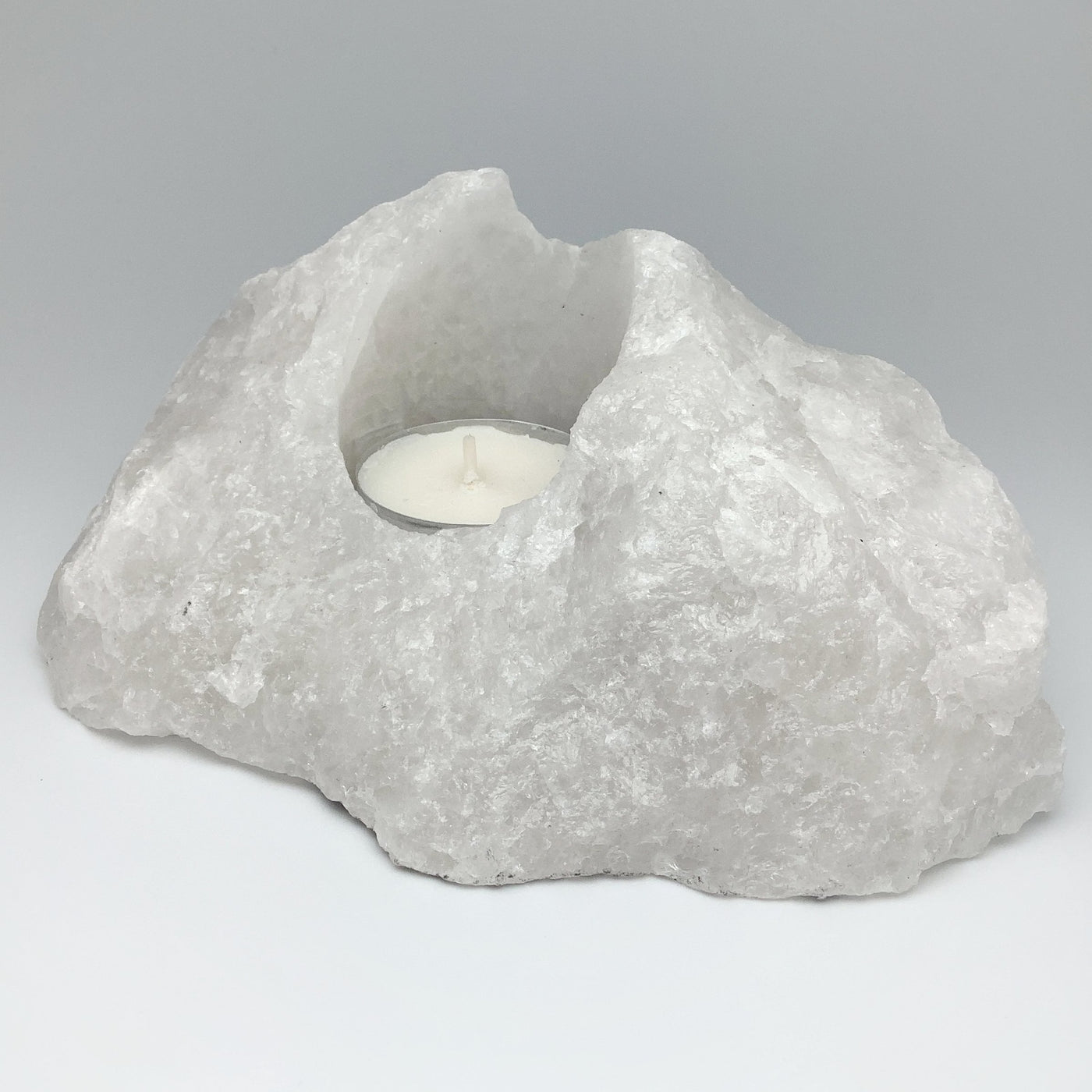 Rough Quartz Chunk Candle Holder