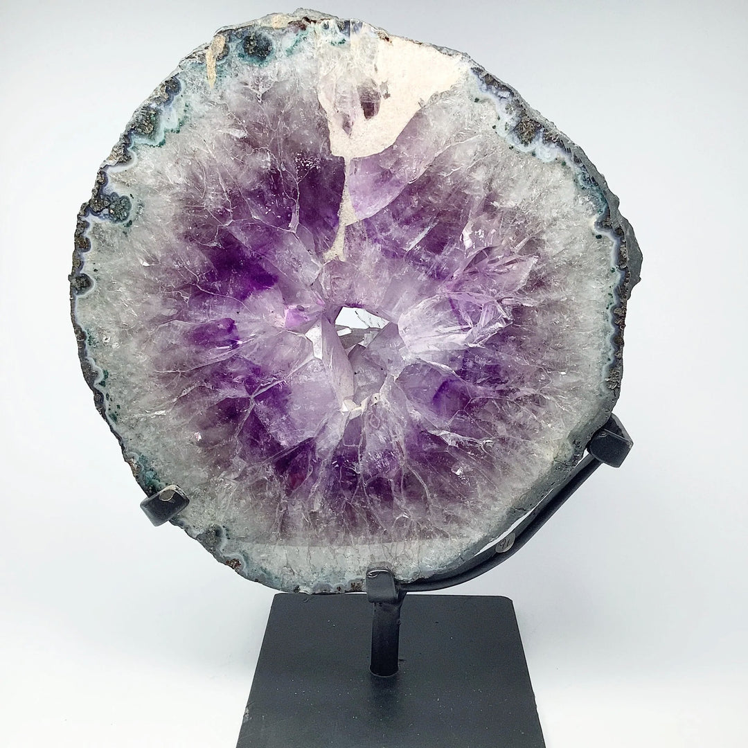 Amethyst Geode Slice on Display Stand - Rocks and Gems Canada