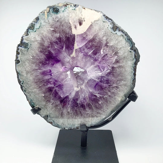 Amethyst Geode Slice on Display Stand - Rocks and Gems Canada