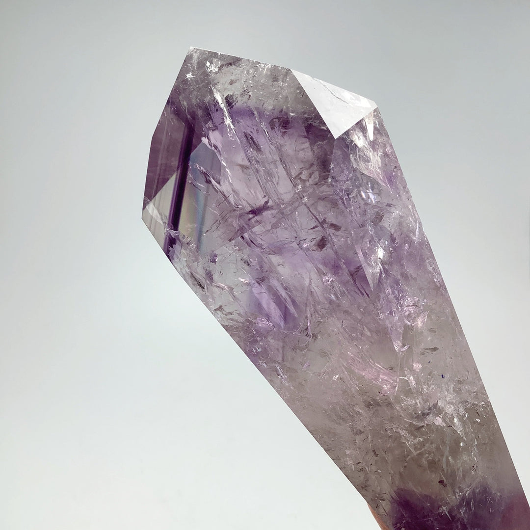 Polished Amethyst Scepter with Display Stand - Rocks and Gems Canada