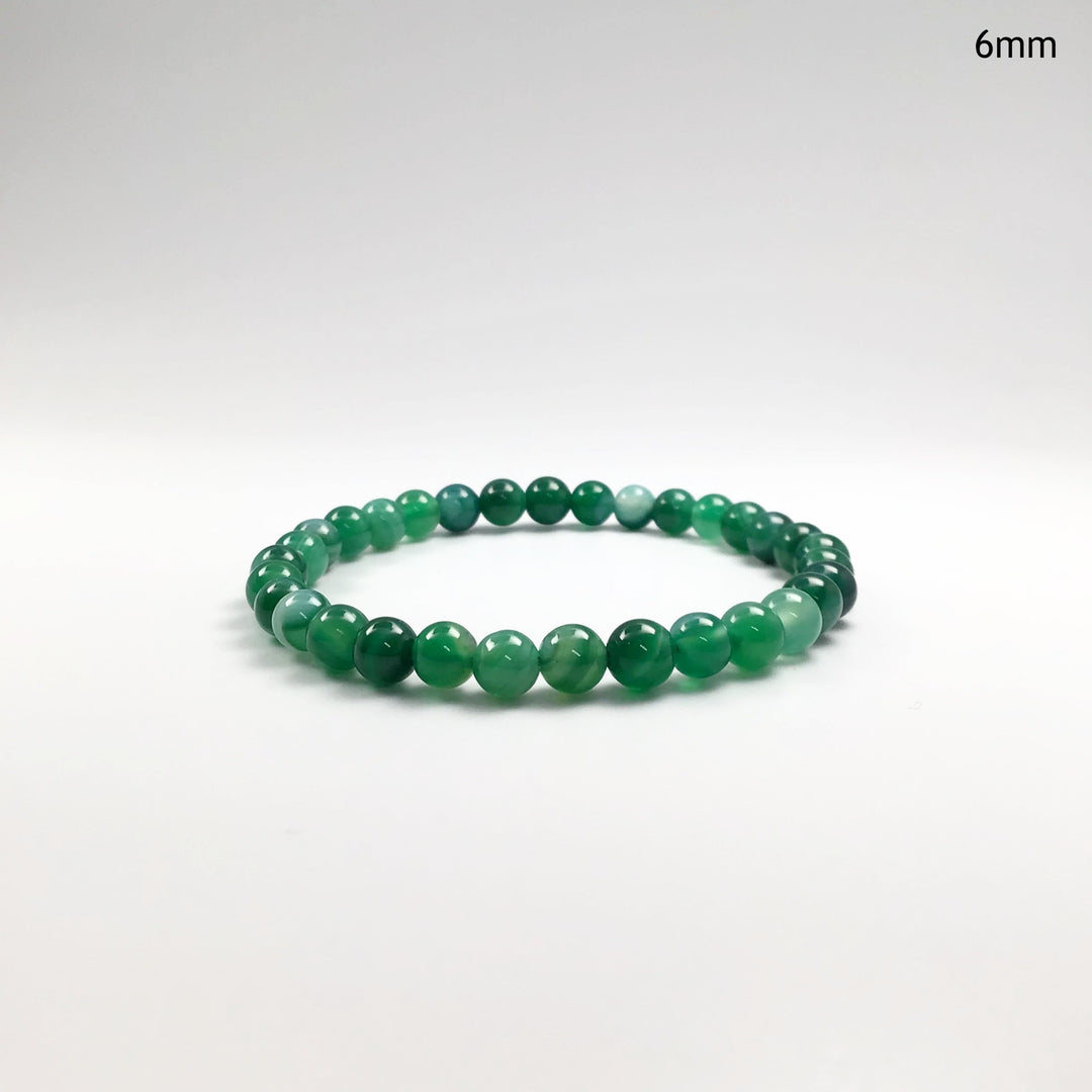 Banded Green Agate Beaded Bracelet - Rocks and Gems Canada
