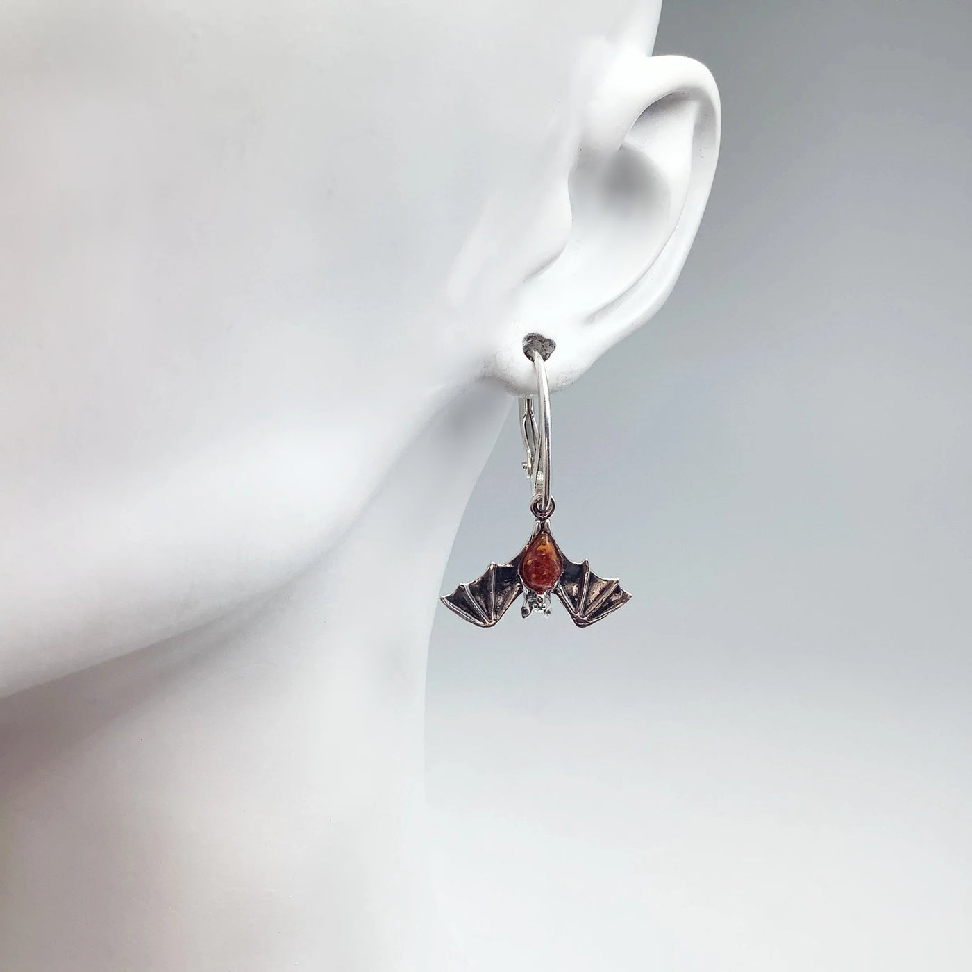 Cognac Amber Bat Dangle Earrings