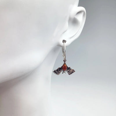 Cognac Amber Bat Dangle Earrings