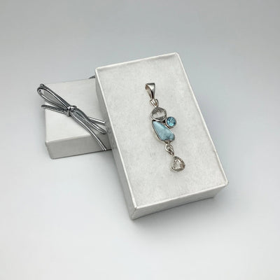 Larimar, Herkimer Diamond and Blue Topaz Pendant