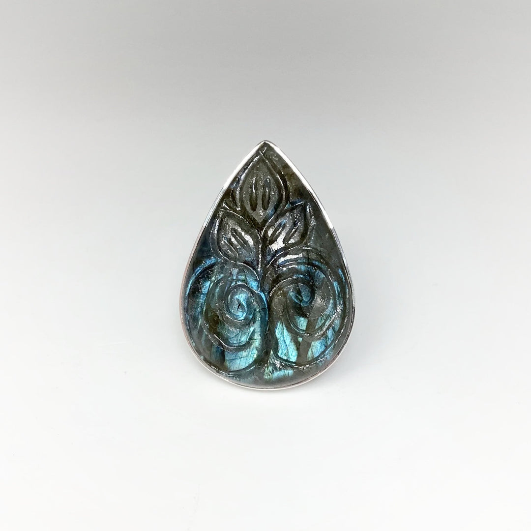 Labradorite Carved Ring - Rocks and Gems Canada