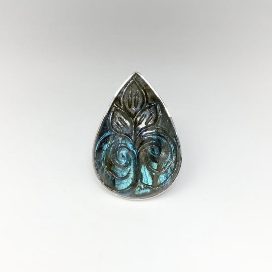 Labradorite Carved Ring - Rocks and Gems Canada