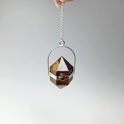 Double Terminated Gemstone Pendulum with Pink Tourmaline
