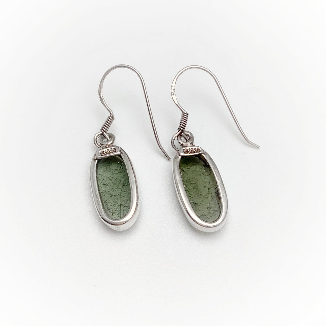 Moldavite Dangle Earrings - Rocks and Gems Canada
