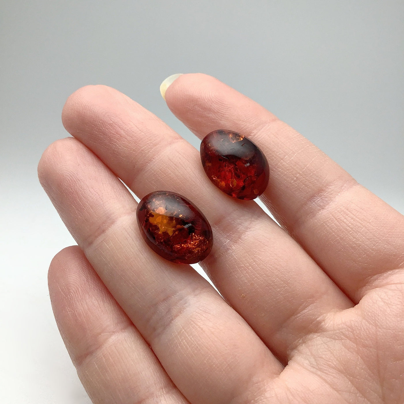 Cognac Amber Stud Earrings