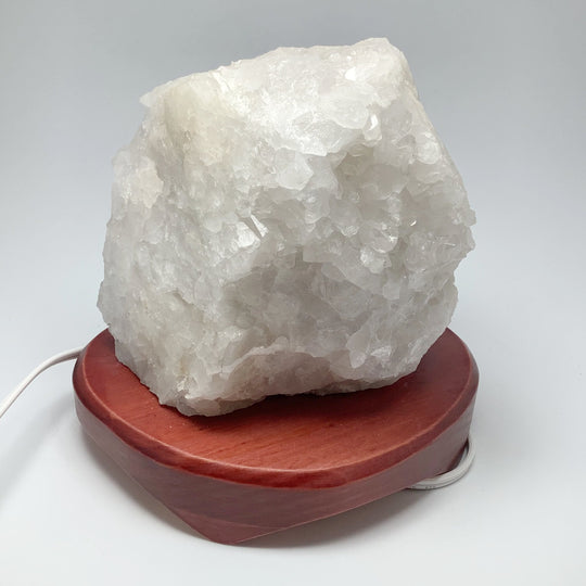 Quartz Cluster Lamp with Wooden Base