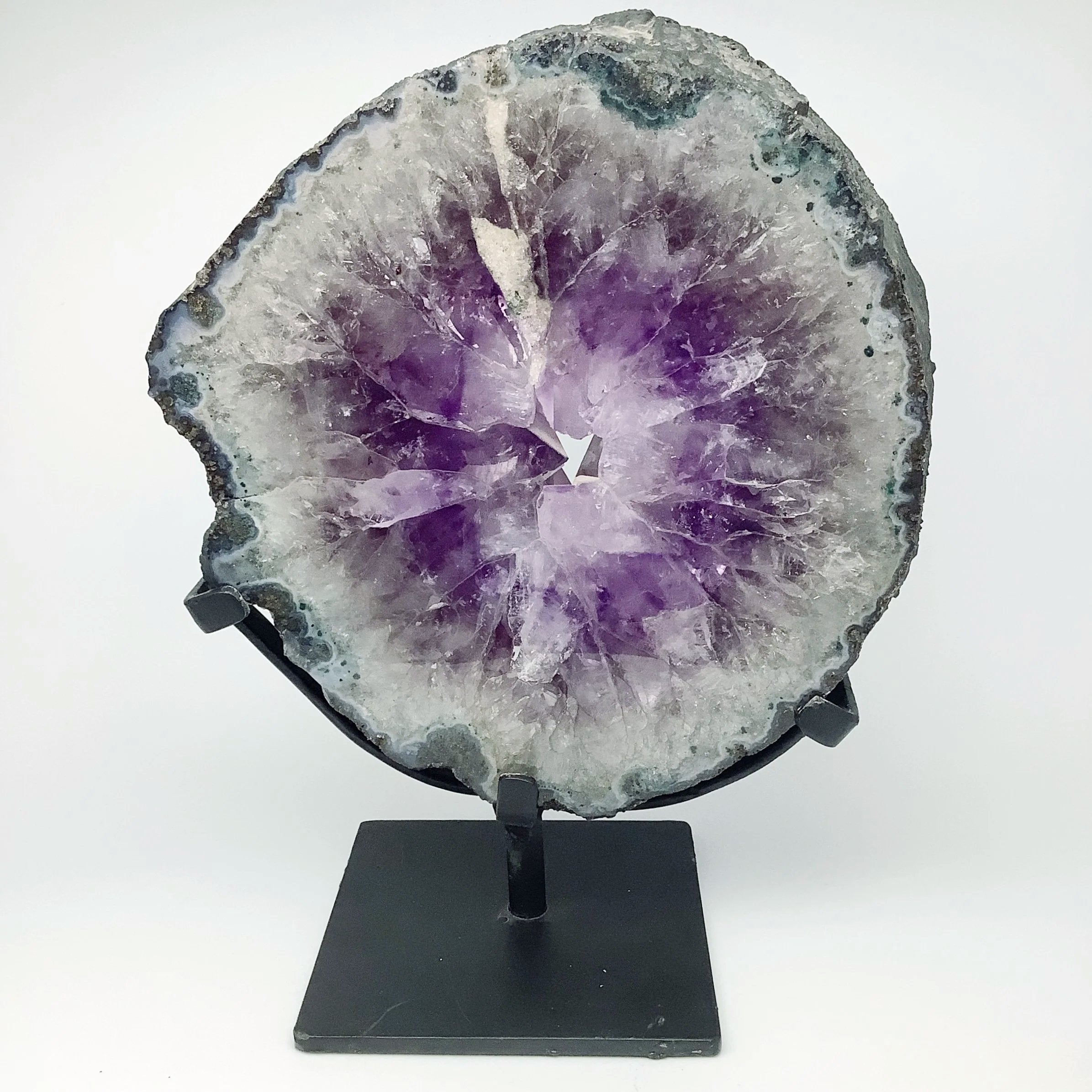 Amethyst Geode Slice on Display Stand - Rocks and Gems Canada