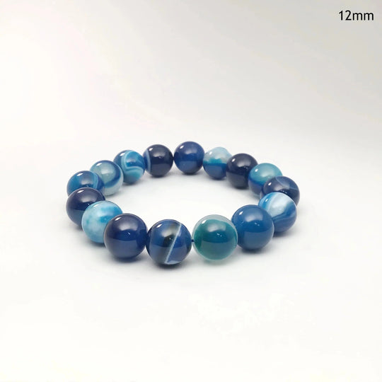 Banded Blue Agate Beaded Bracelet - Rocks and Gems Canada