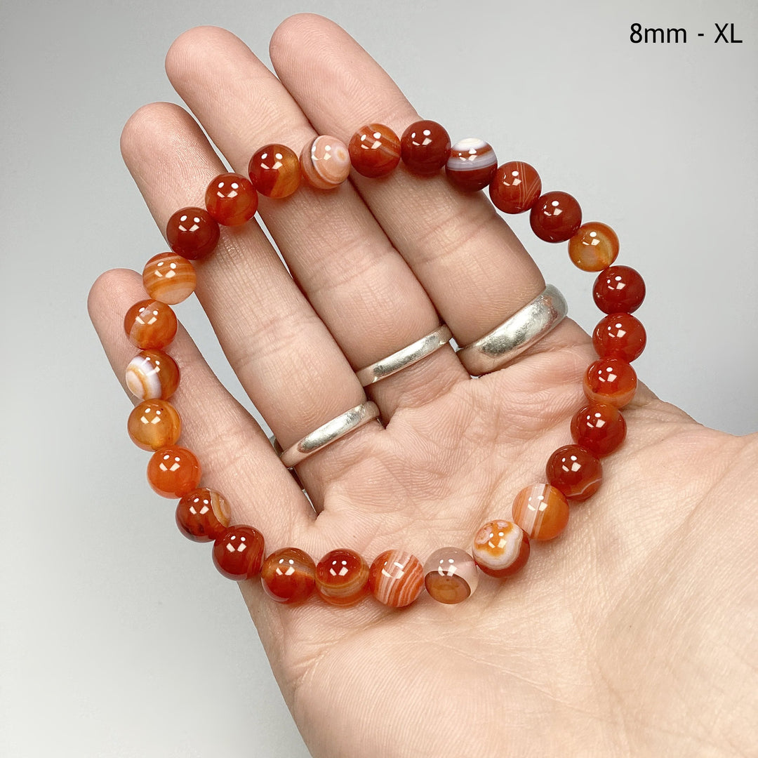 Banded Carnelian Agate Beaded Bracelet - Rocks and Gems Canada