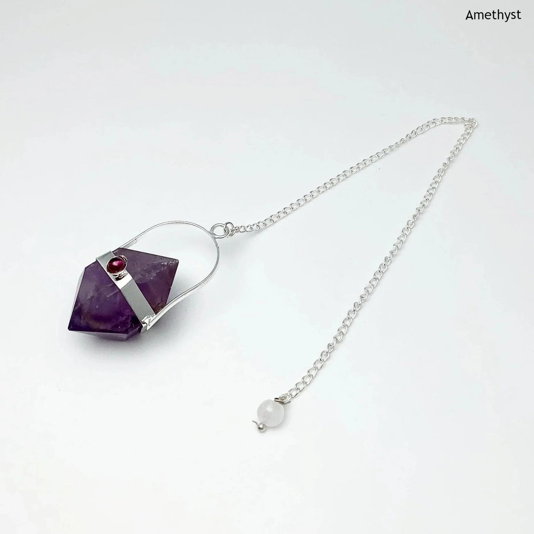 Double Terminated Gemstone Pendulum with Pink Tourmaline - Rocks and Gems Canada