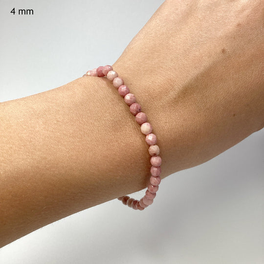 Pink Rhodonite Faceted Beaded Bracelet - Rocks and Gems Canada
