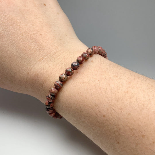 Leopard Skin Jasper Beaded Bracelet - Rocks and Gems Canada