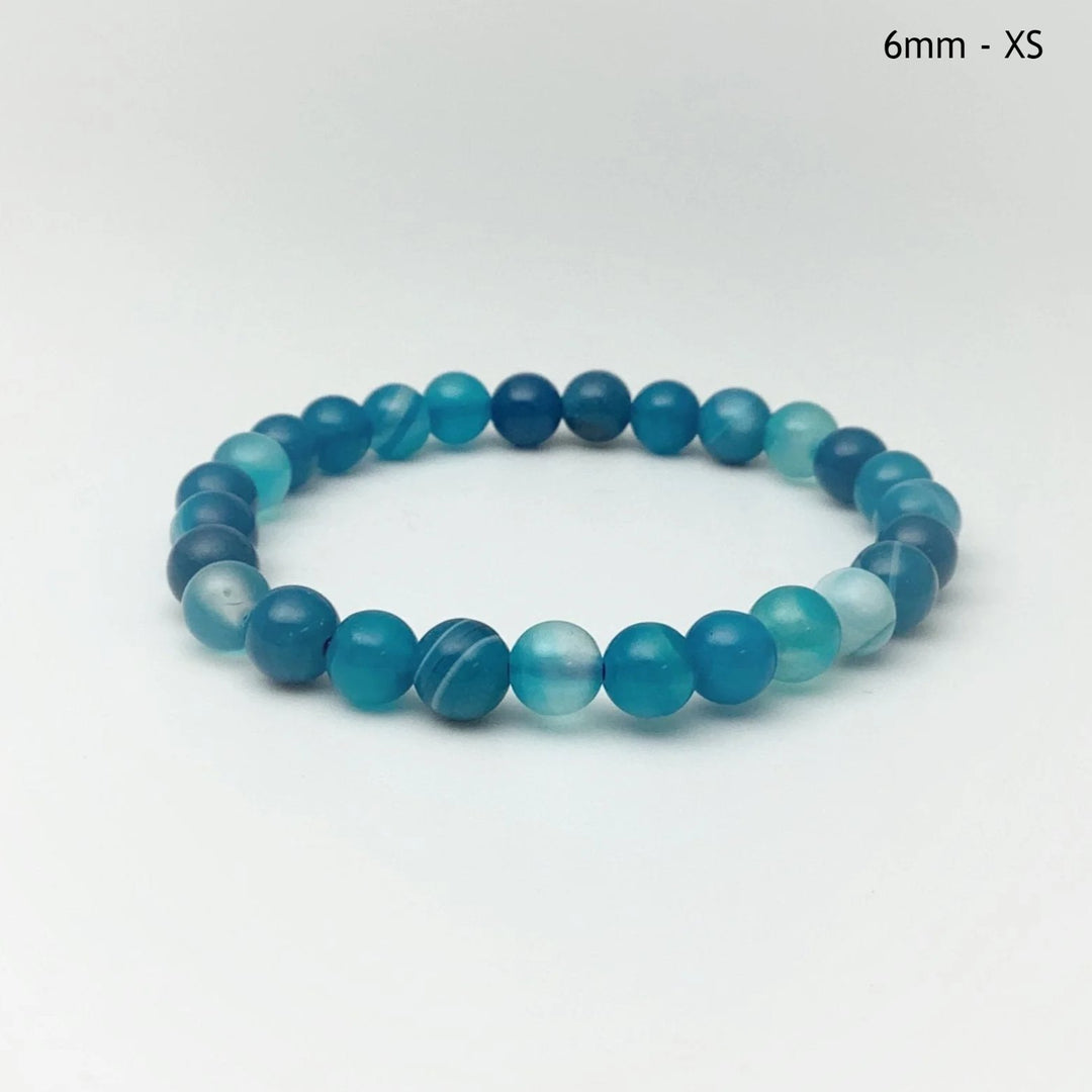 Banded Blue Agate Beaded Bracelet - Rocks and Gems Canada