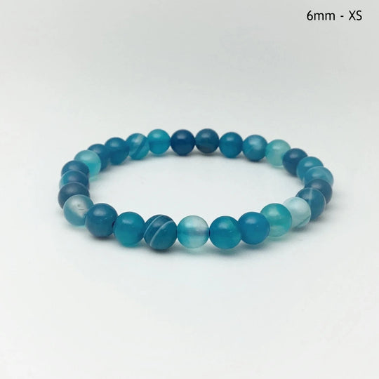 Banded Blue Agate Beaded Bracelet - Rocks and Gems Canada
