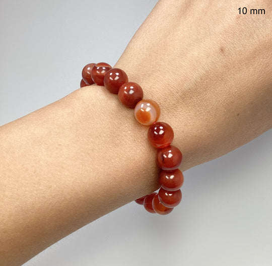 Banded Carnelian Agate Beaded Bracelet - Rocks and Gems Canada