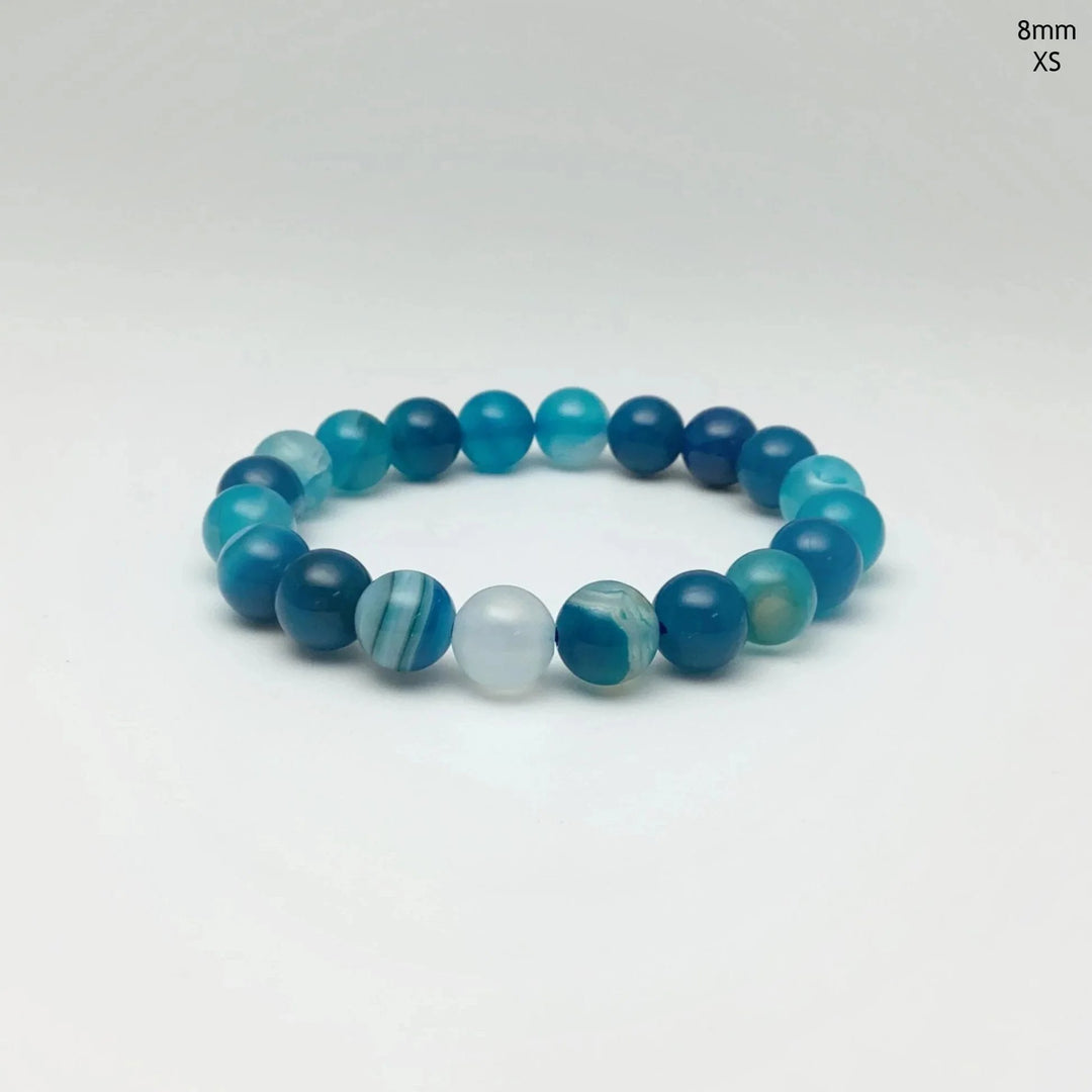 Banded Blue Agate Beaded Bracelet - Rocks and Gems Canada