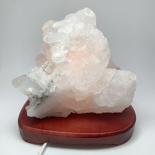 Quartz Cluster Lamp with Wooden Base