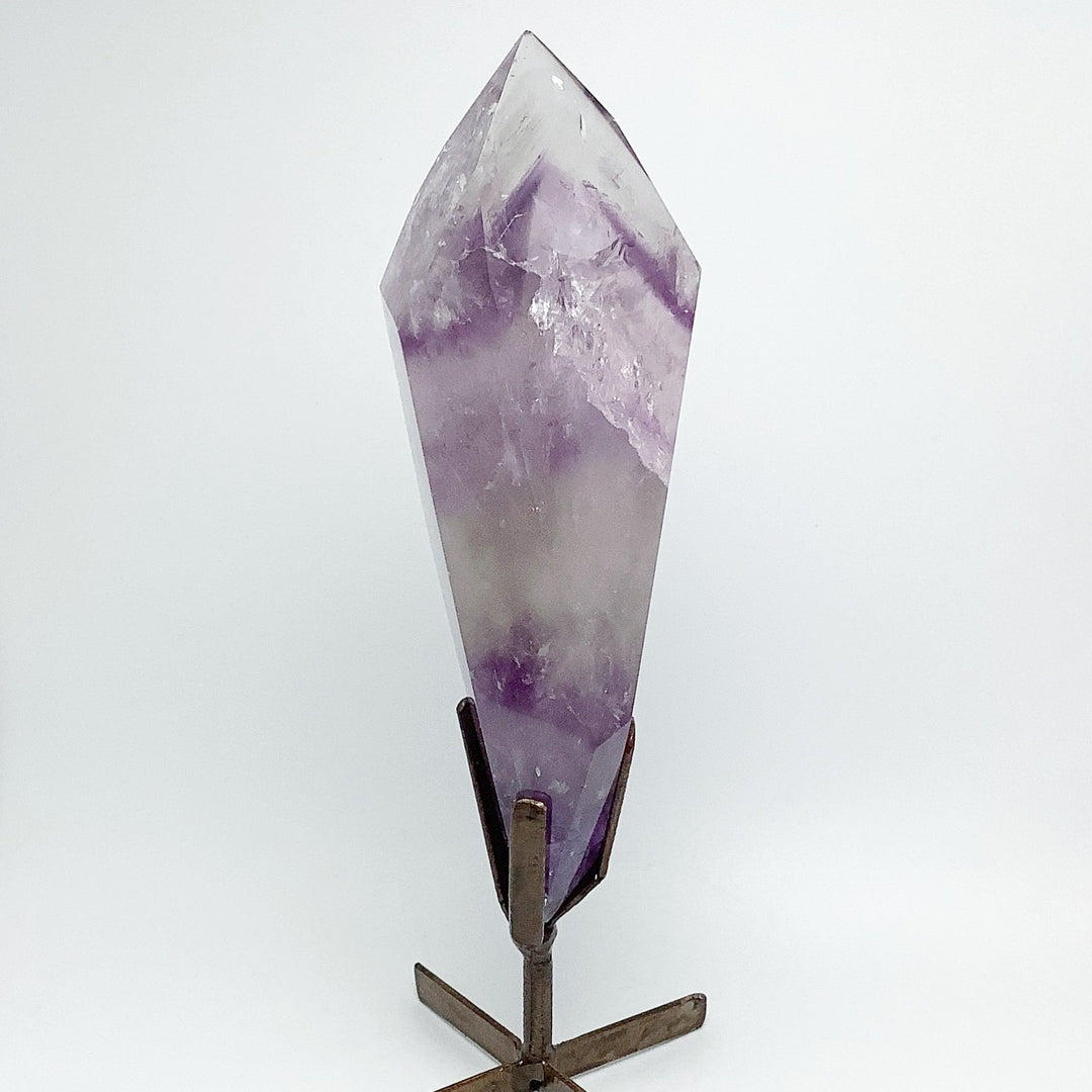 Polished Amethyst Scepter with Display Stand - Rocks and Gems Canada
