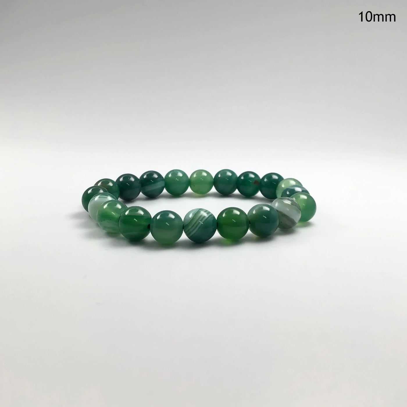 Banded Green Agate Beaded Bracelet