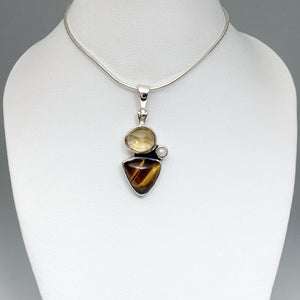 Tiger Eye, Citrine and Pearl Pendant