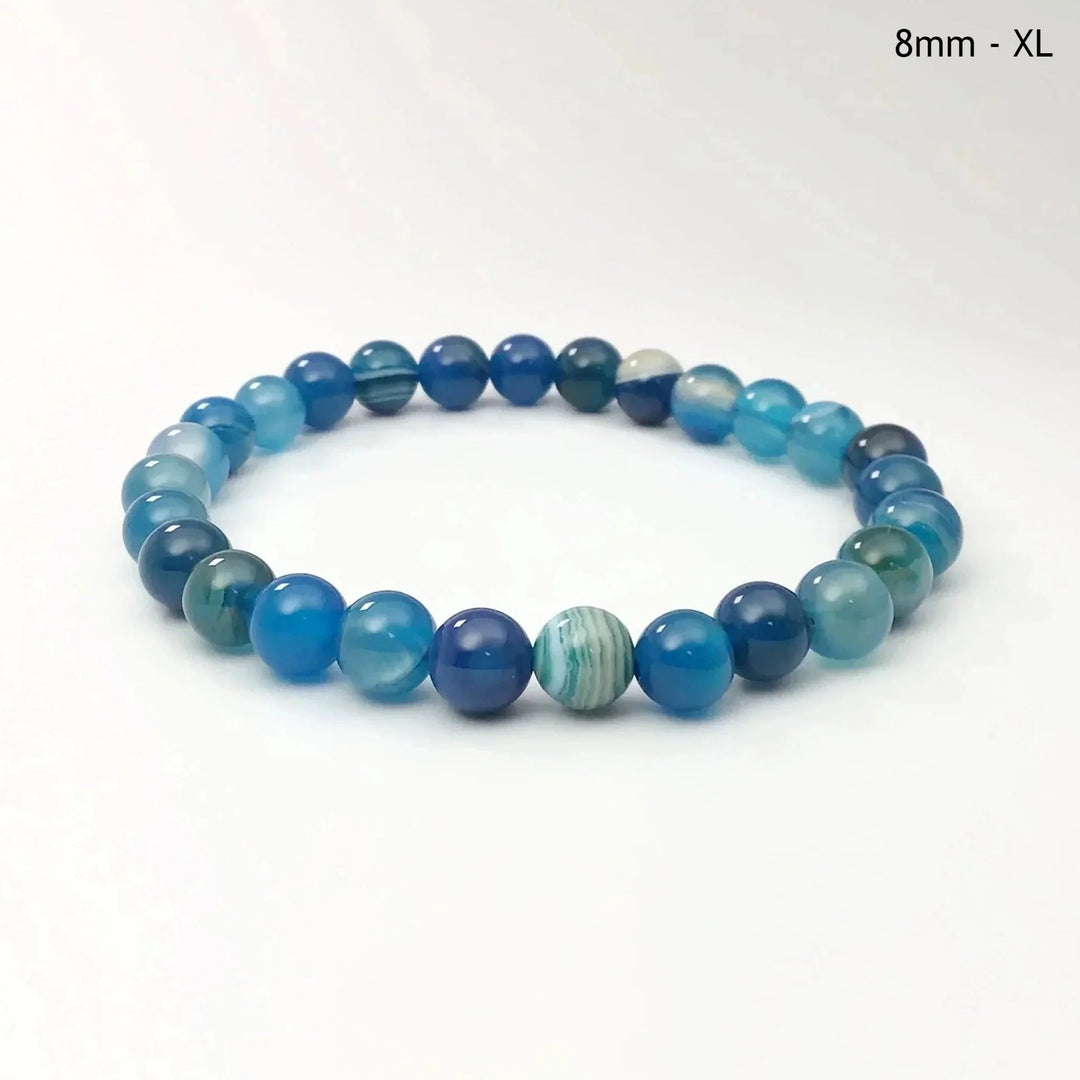 Banded Blue Agate Beaded Bracelet - Rocks and Gems Canada