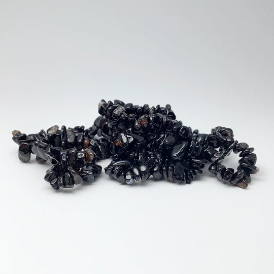 Black Agate Chip Beaded Bracelet - Rocks and Gems Canada