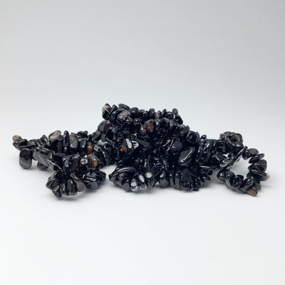 Black Agate Chip Beaded Bracelet