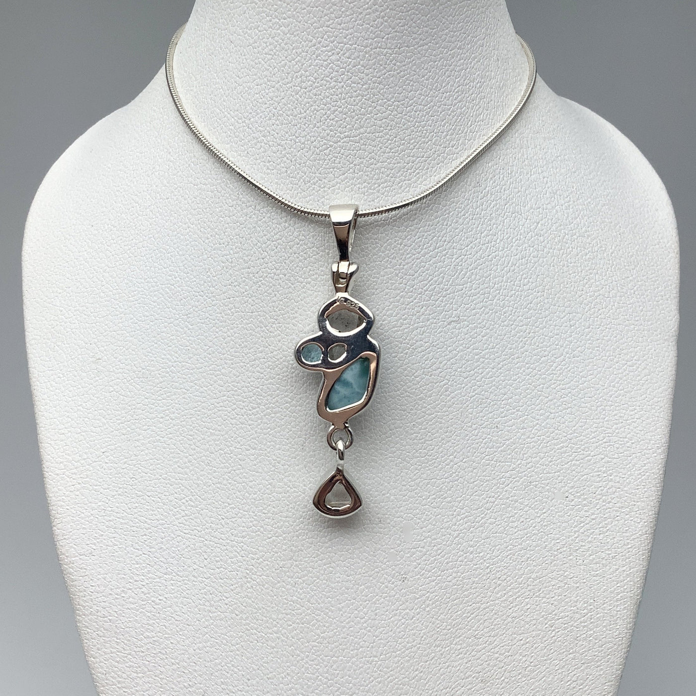 Larimar, Herkimer Diamond and Blue Topaz Pendant