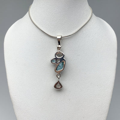 Larimar, Herkimer Diamond and Blue Topaz Pendant