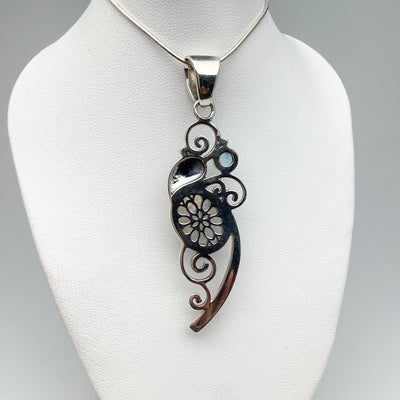 Rainbow Moonstone and Blue Topaz Pendant