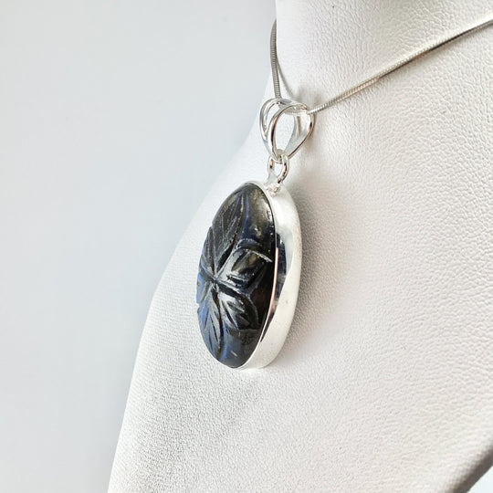 Labradorite Carved Flower Pendant - Rocks and Gems Canada