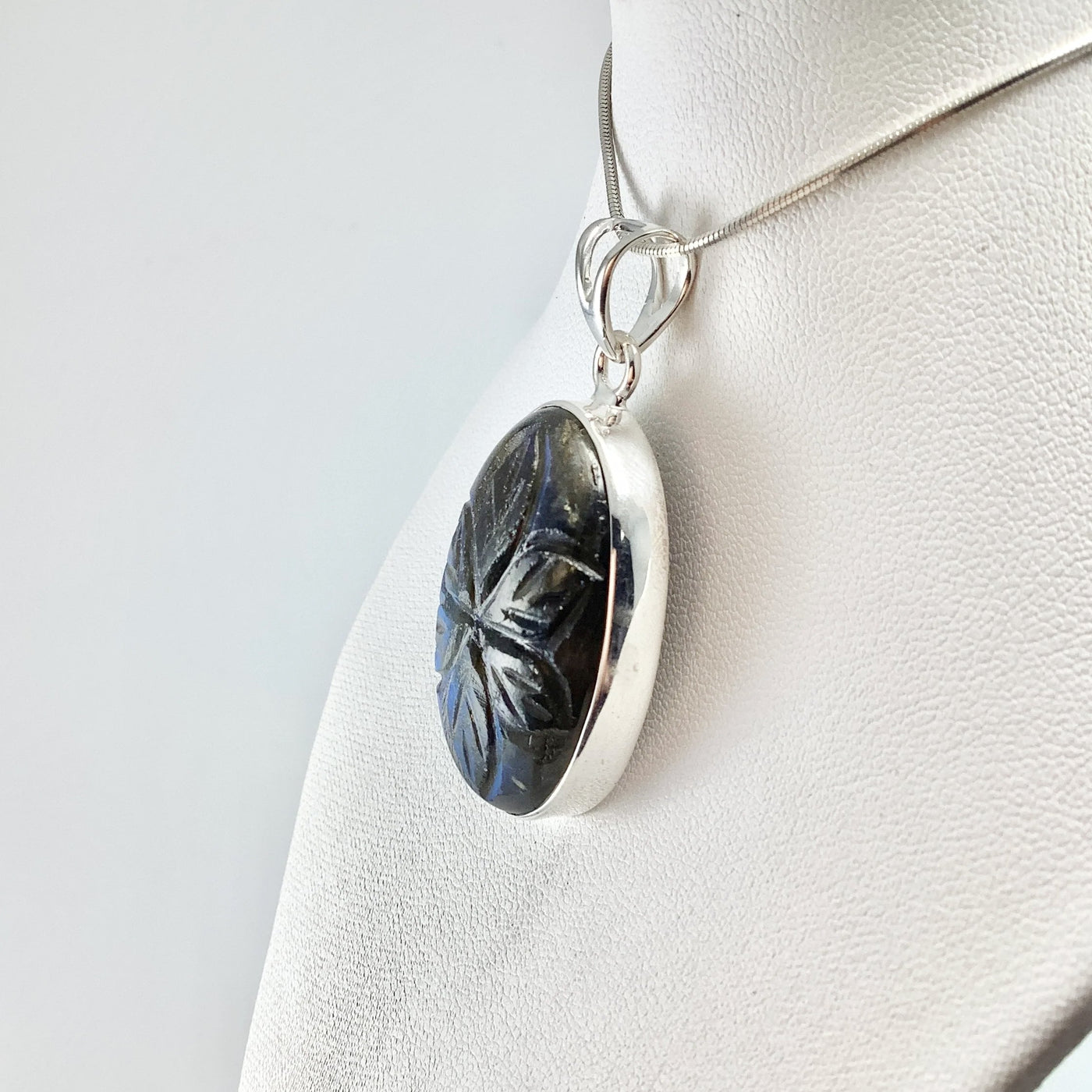 Labradorite Carved Flower Pendant