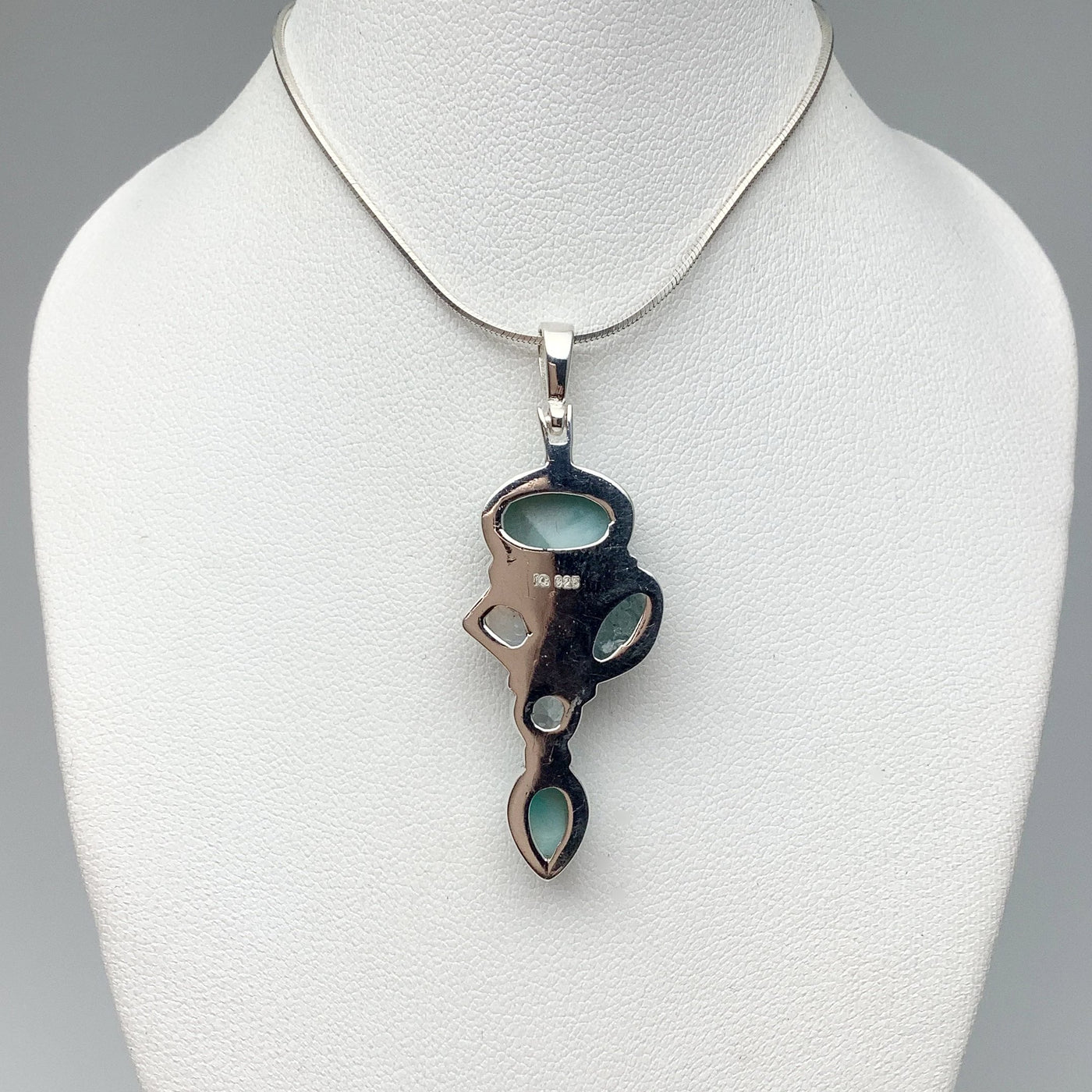 Larimar, Aquamarine, Rainbow Moonstone and Blue Topaz Pendant