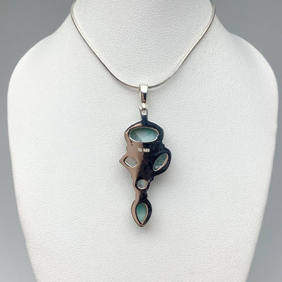 Larimar, Aquamarine, Rainbow Moonstone and Blue Topaz Pendant