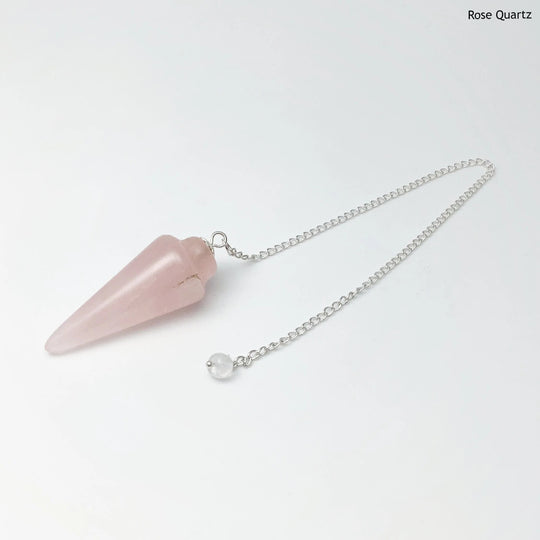 Polished Gemstone Pendulum with Quartz Bead - Rocks and Gems Canada