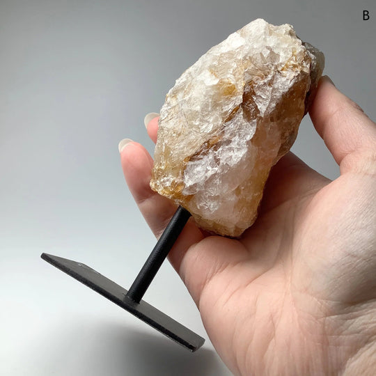 Golden Healing Quartz On Metal Display Stand - Rocks and Gems Canada