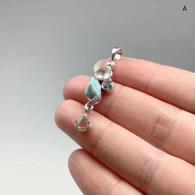 Larimar, Herkimer Diamond and Blue Topaz Pendant