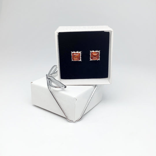 Cognac Amber Stud Earrings - Rocks and Gems Canada