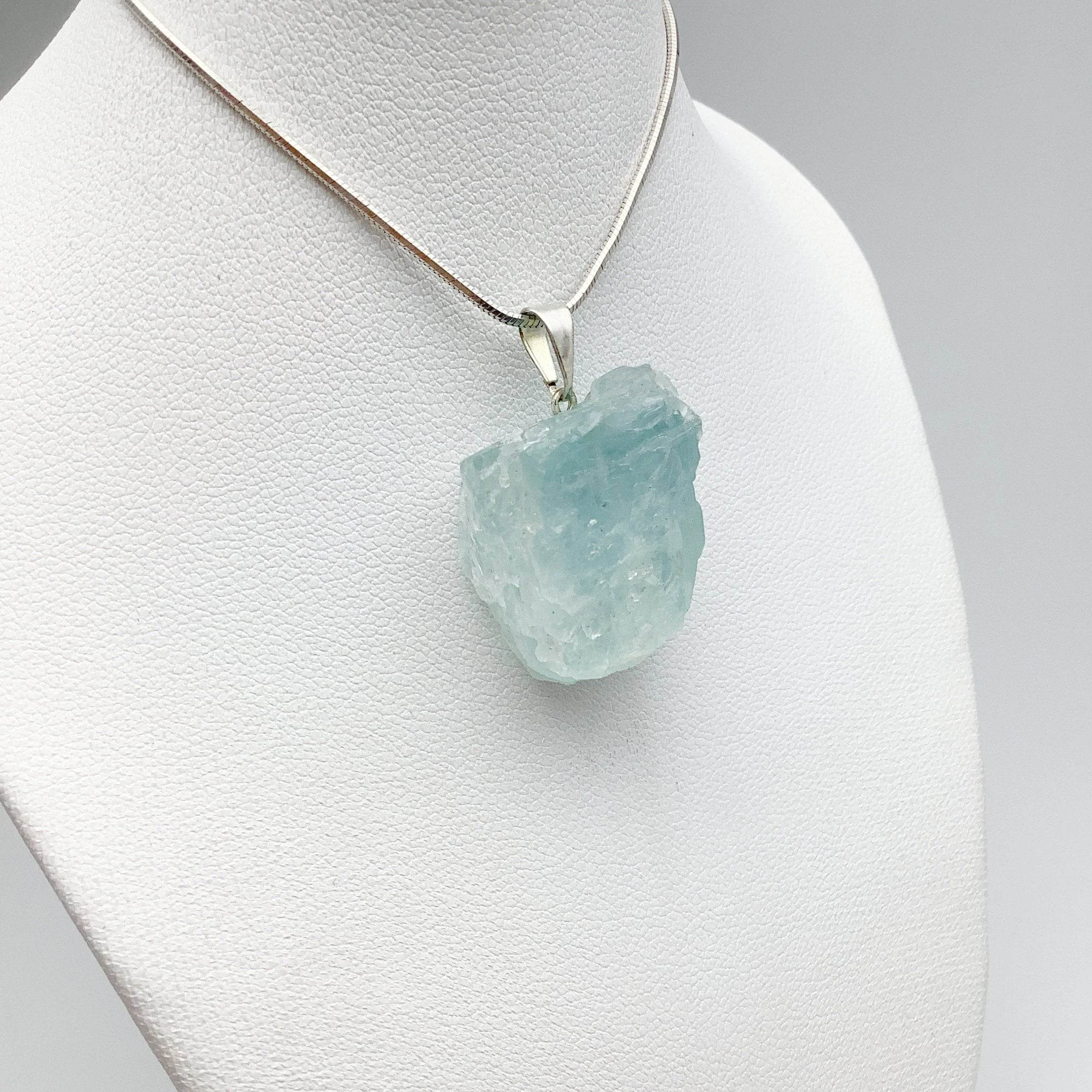 Aquamarine Rough Chunk Pendant - Rocks and Gems Canada