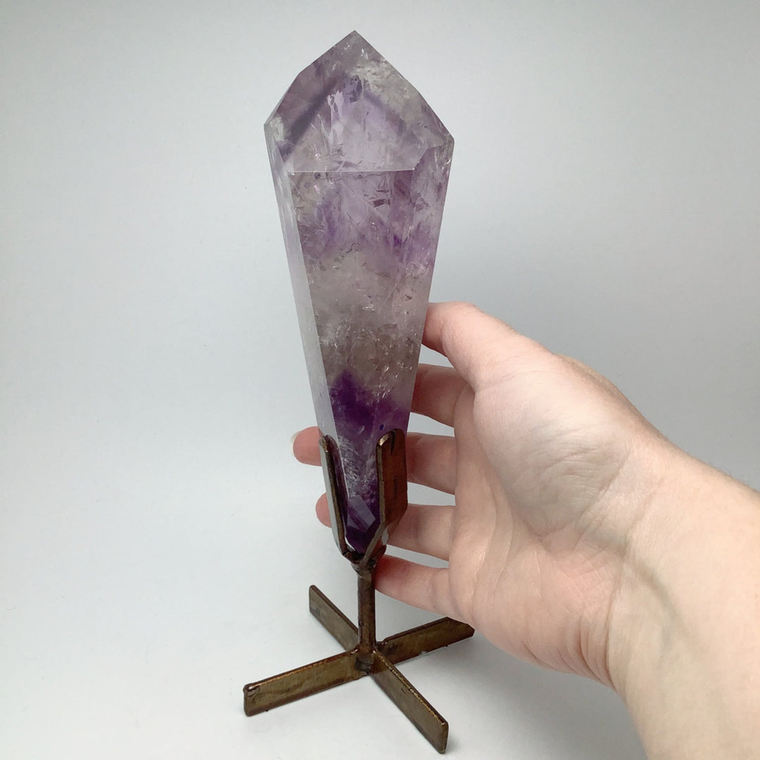 Polished Amethyst Scepter with Display Stand - Rocks and Gems Canada