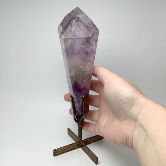 Polished Amethyst Scepter with Display Stand - Rocks and Gems Canada