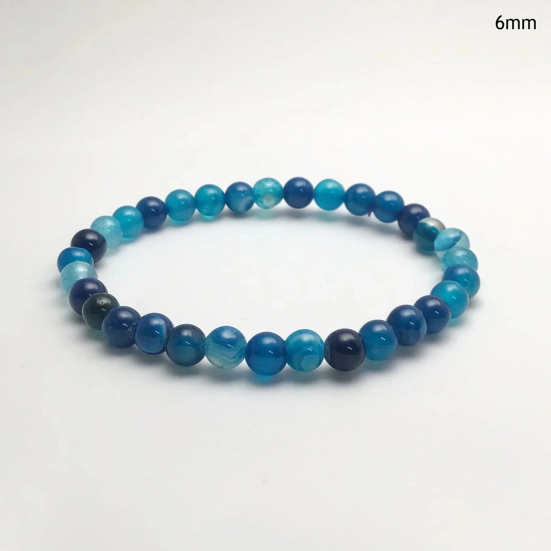 Banded Blue Agate Beaded Bracelet - Rocks and Gems Canada