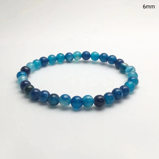 Banded Blue Agate Beaded Bracelet - Rocks and Gems Canada